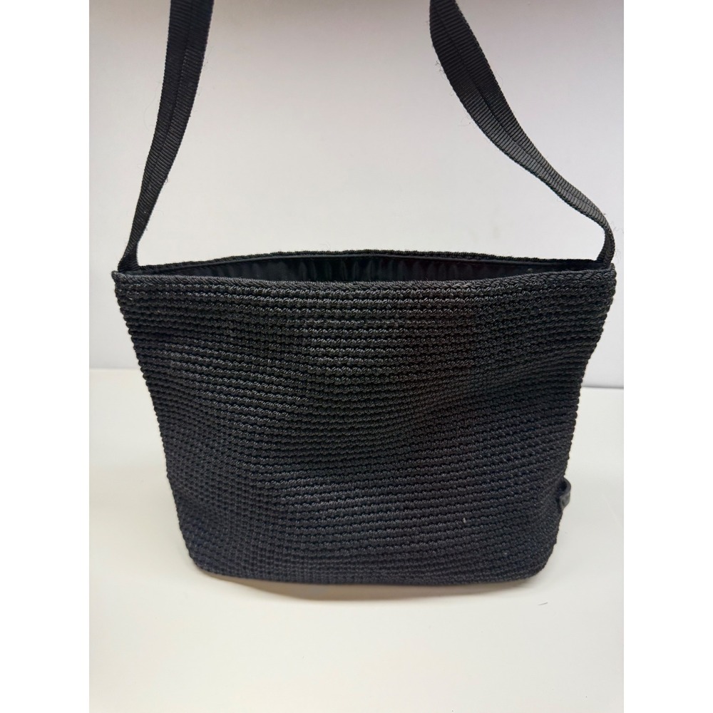 Vintage The Sak Elliott Lucca Black Crochet CrossbodyBag Shoulder Purse Zippered